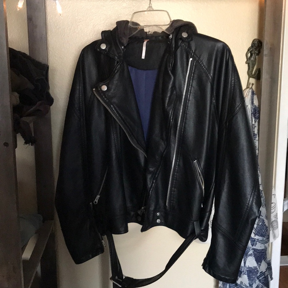 Free People Drapey Faux Leather moto jacket